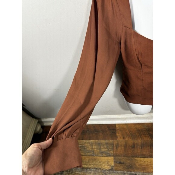 Abercrombie  Sweetheart Long Sleeve Blouse Woman - Brown Tan Size Small - Picture 3 of 9